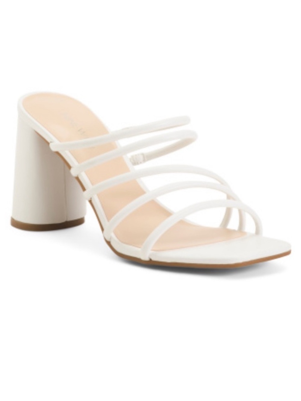 Nine West White Strappy Block Heel Mule